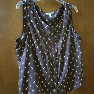 Brown giraffe sleeveless top